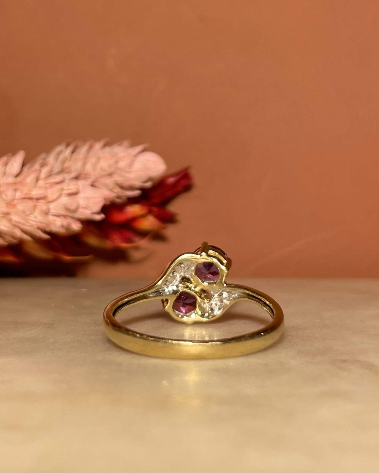 Bague Toi &amp; Moi Améthystes &amp; Diamants &quot;Olive&quot;