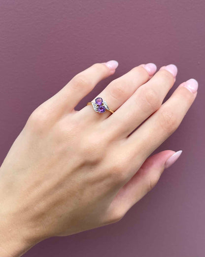Bague Toi &amp; Moi Améthystes &amp; Diamants &quot;Olive&quot;