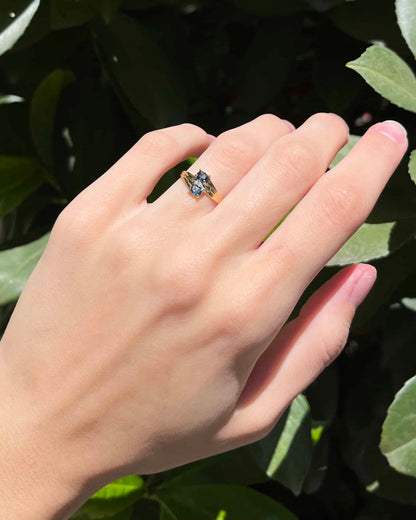 Bague Toi et Moi Saphirs &amp; Diamant &quot;Leonara&quot;