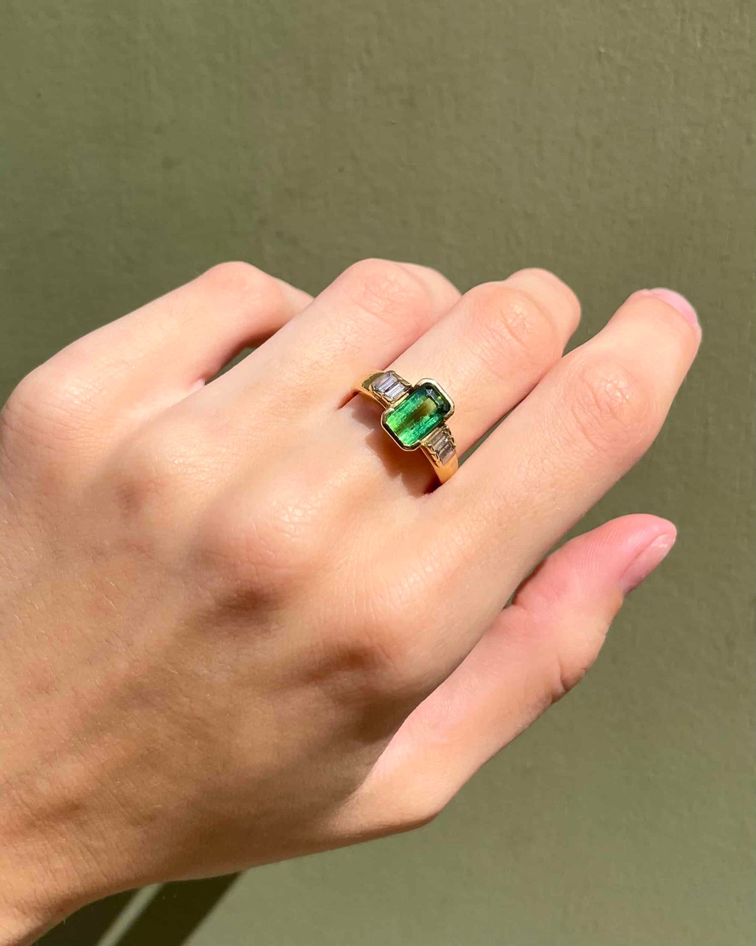 Bague Solitaire Tourmaline 1.40 carat &amp; Diamants &quot;Palmyre&quot;