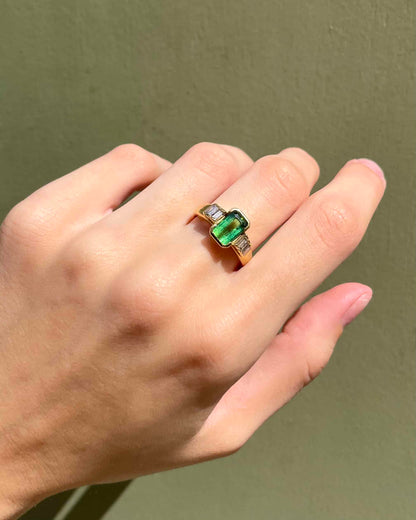 Bague Solitaire Tourmaline 1.40 carat &amp; Diamants &quot;Palmyre&quot;