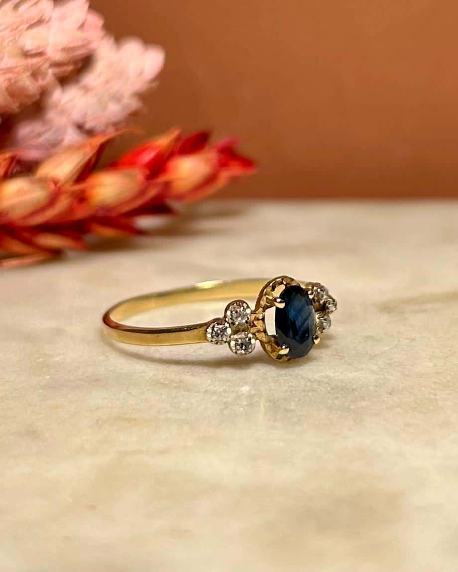 Bague Trilogie Saphir &amp; 6 Diamants &quot;Kiana&quot;