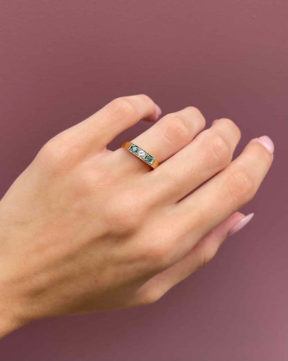 Bague Style Art Déco Tourmalines &amp; Diamants &quot;Kamélia&quot;