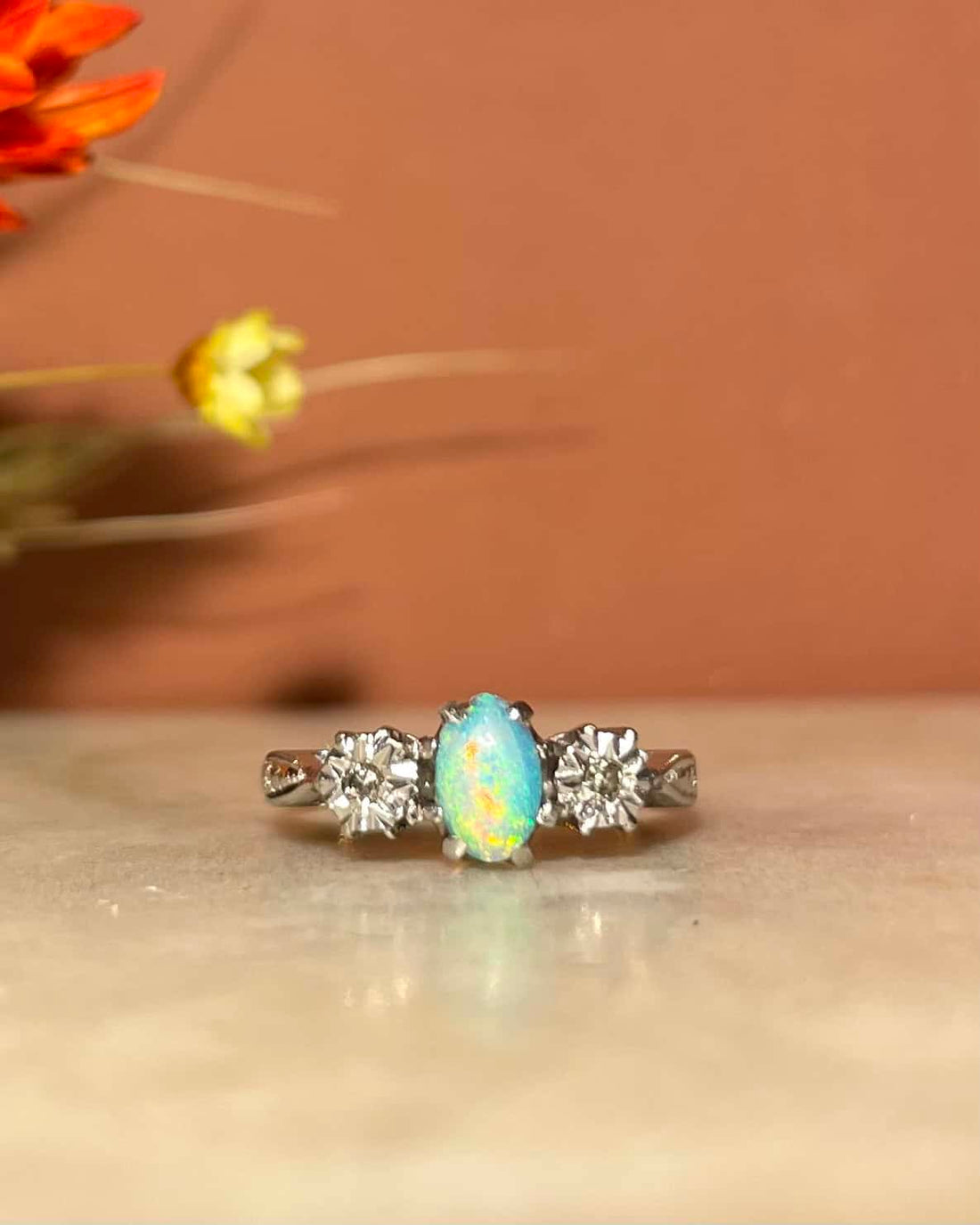 Bague Trilogie Opale &amp; Diamants &quot;Tanaïs&quot;