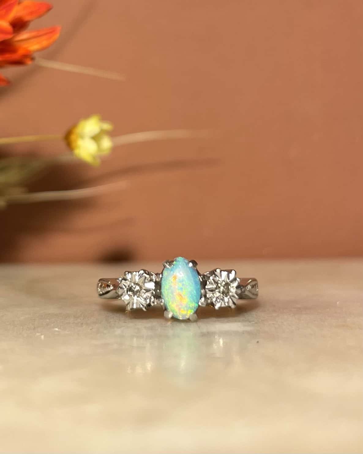 Bague Trilogie Opale &amp; Diamants "Tanaïs"