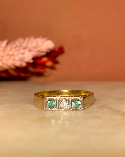 Bague Style Art Déco Tourmalines &amp; Diamants &quot;Kamélia&quot;