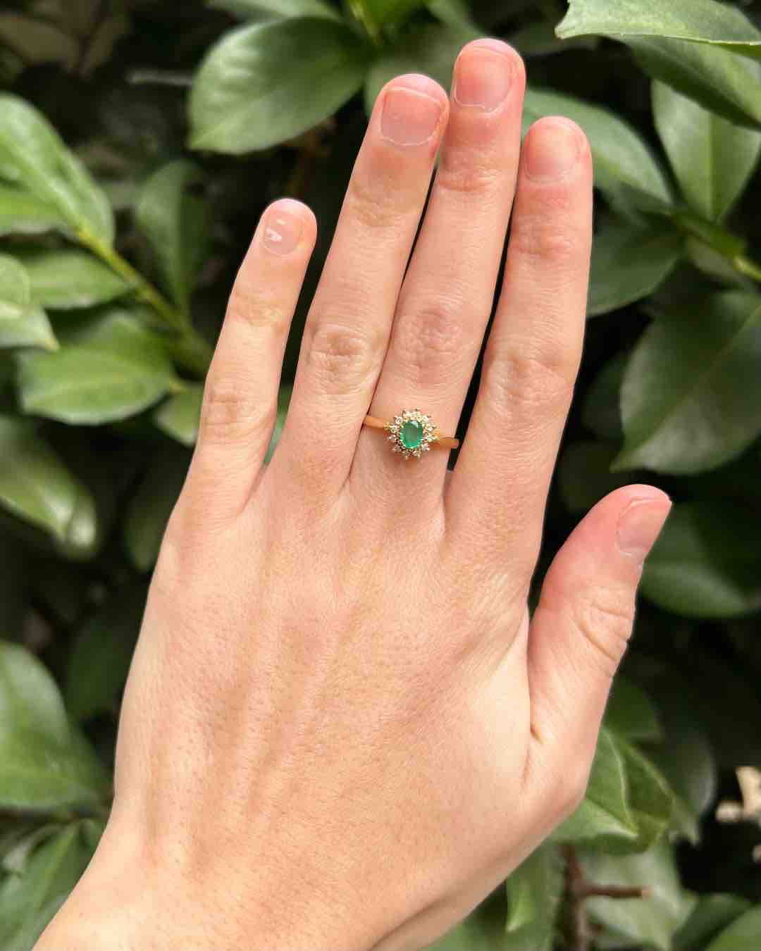Bague Marguerite Emeraude &amp; Diamants "Lucille"