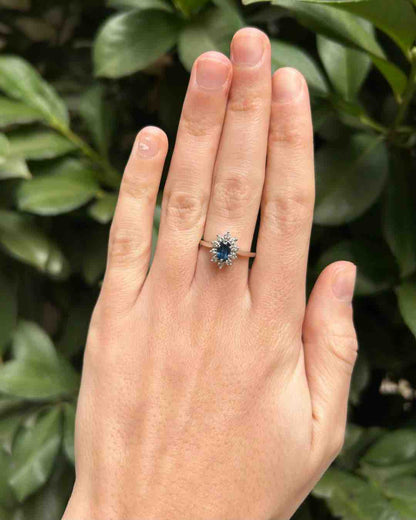 Bague Marguerite Saphir &amp; 10 Diamants &quot;Sierra&quot;