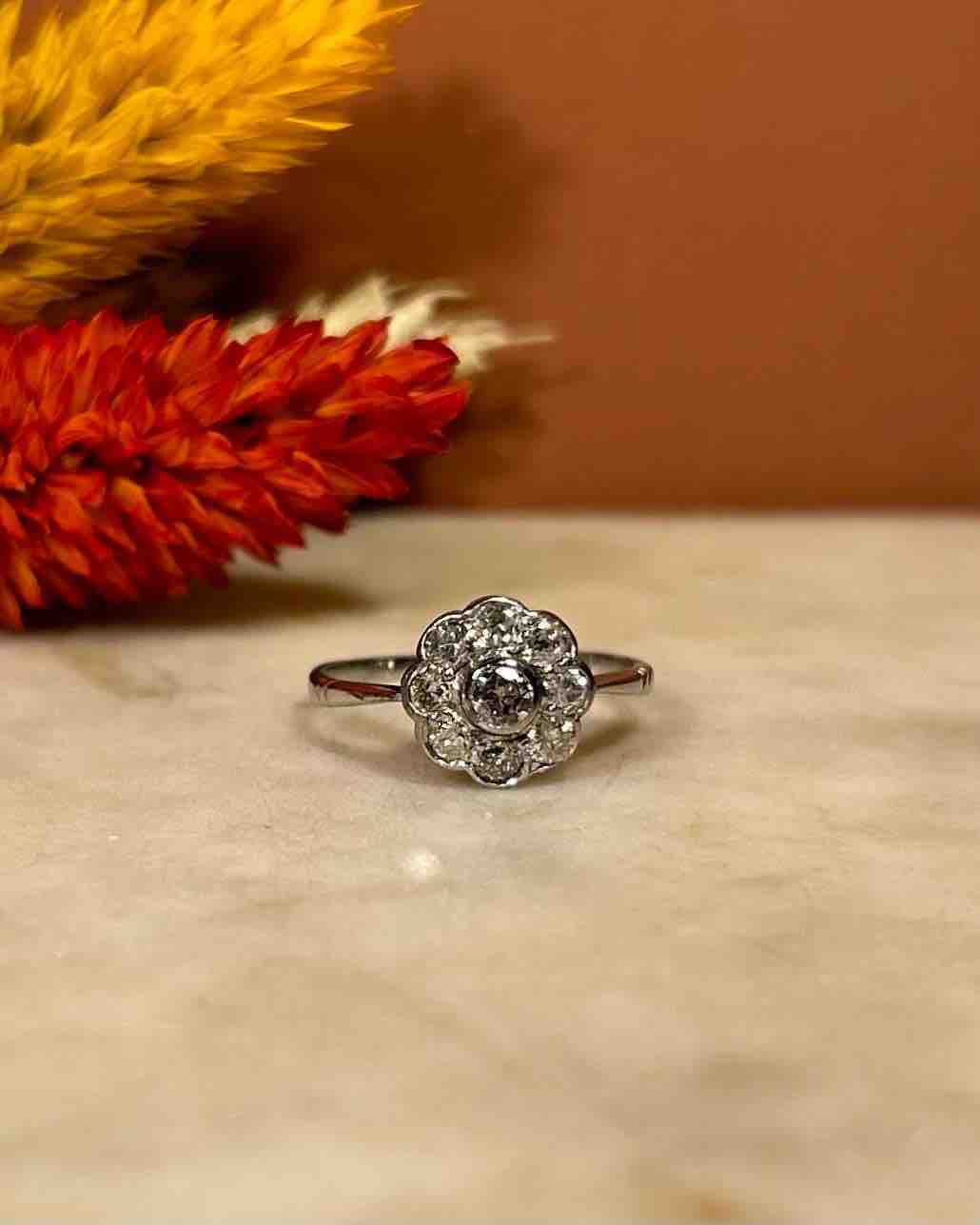 Bague Art-Déco Marguerite Diamants "Selena" - Elliade Paris