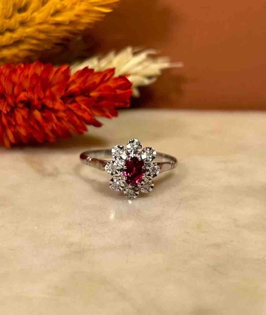 Bague Marguerite Rubis &amp; Diamants &quot;Taliana&quot;