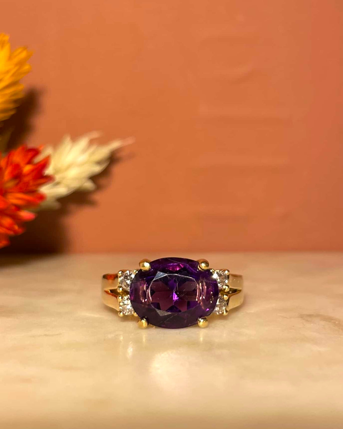 Bague Vintage Améthyste 4 Carats &amp; Diamants &quot;Shay&quot;