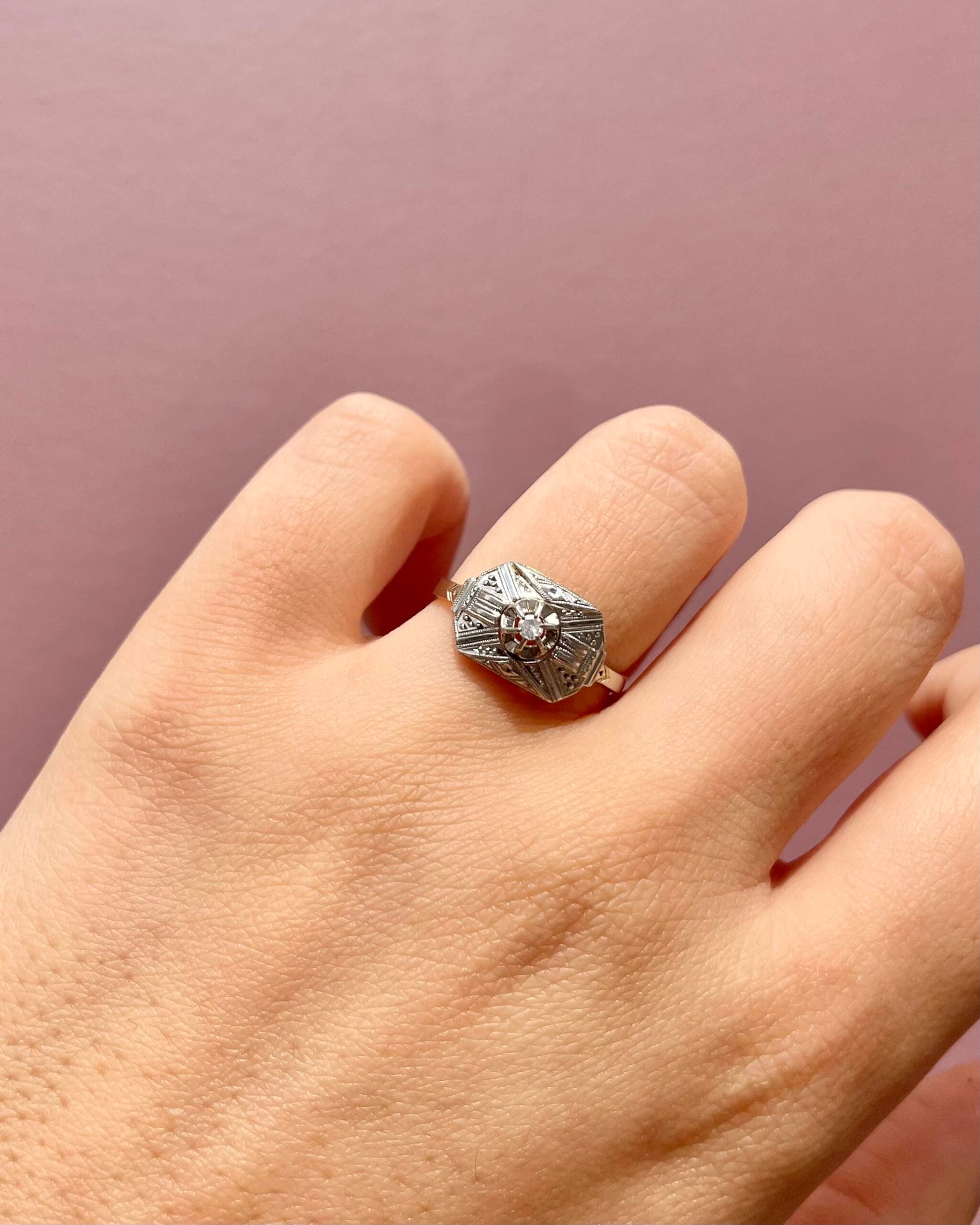 Bague Vintage Art-Déco Diamant &quot;Claudine&quot;