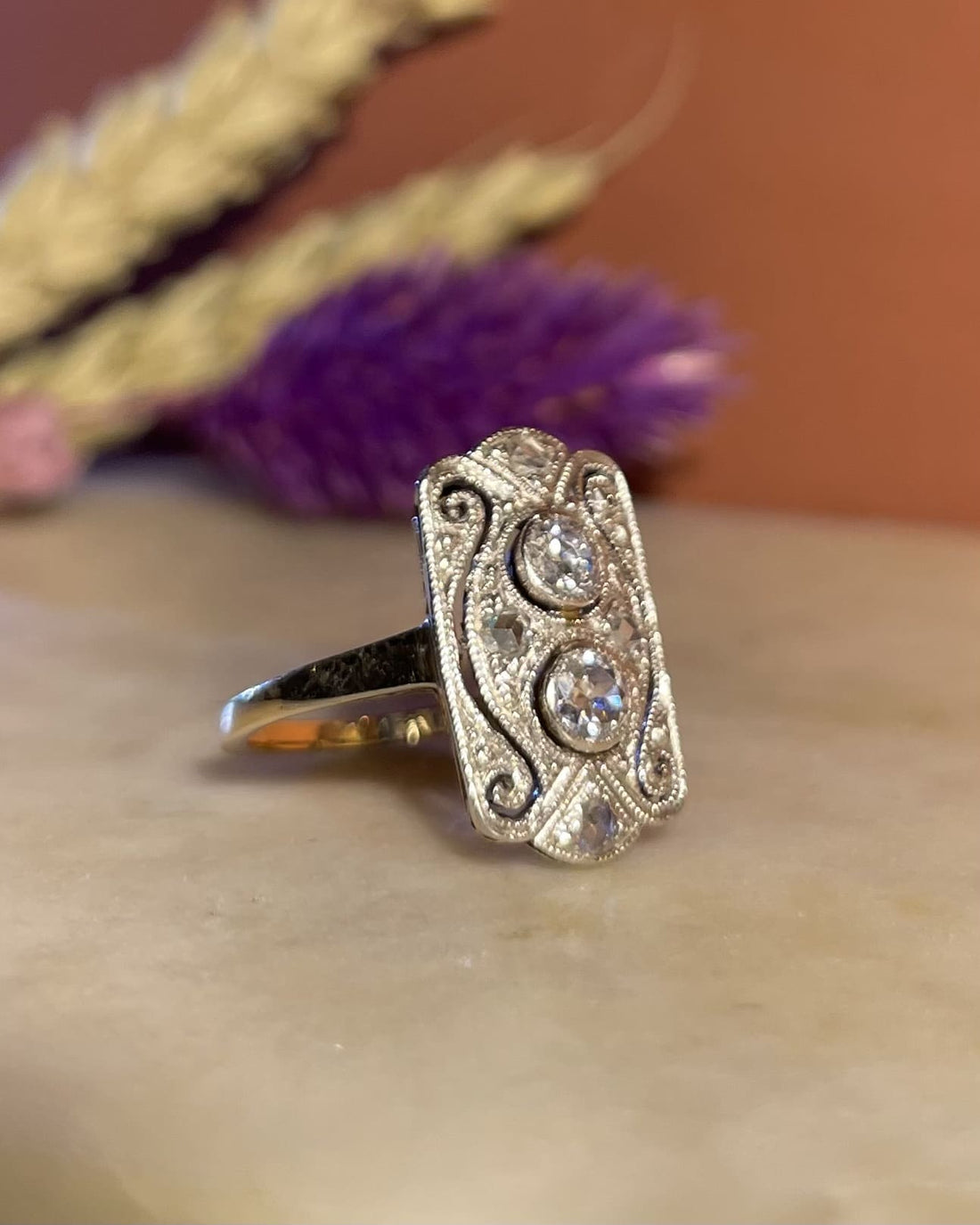 Bague Art-déco Diamants 0.30 carat &quot;Darcy&quot;