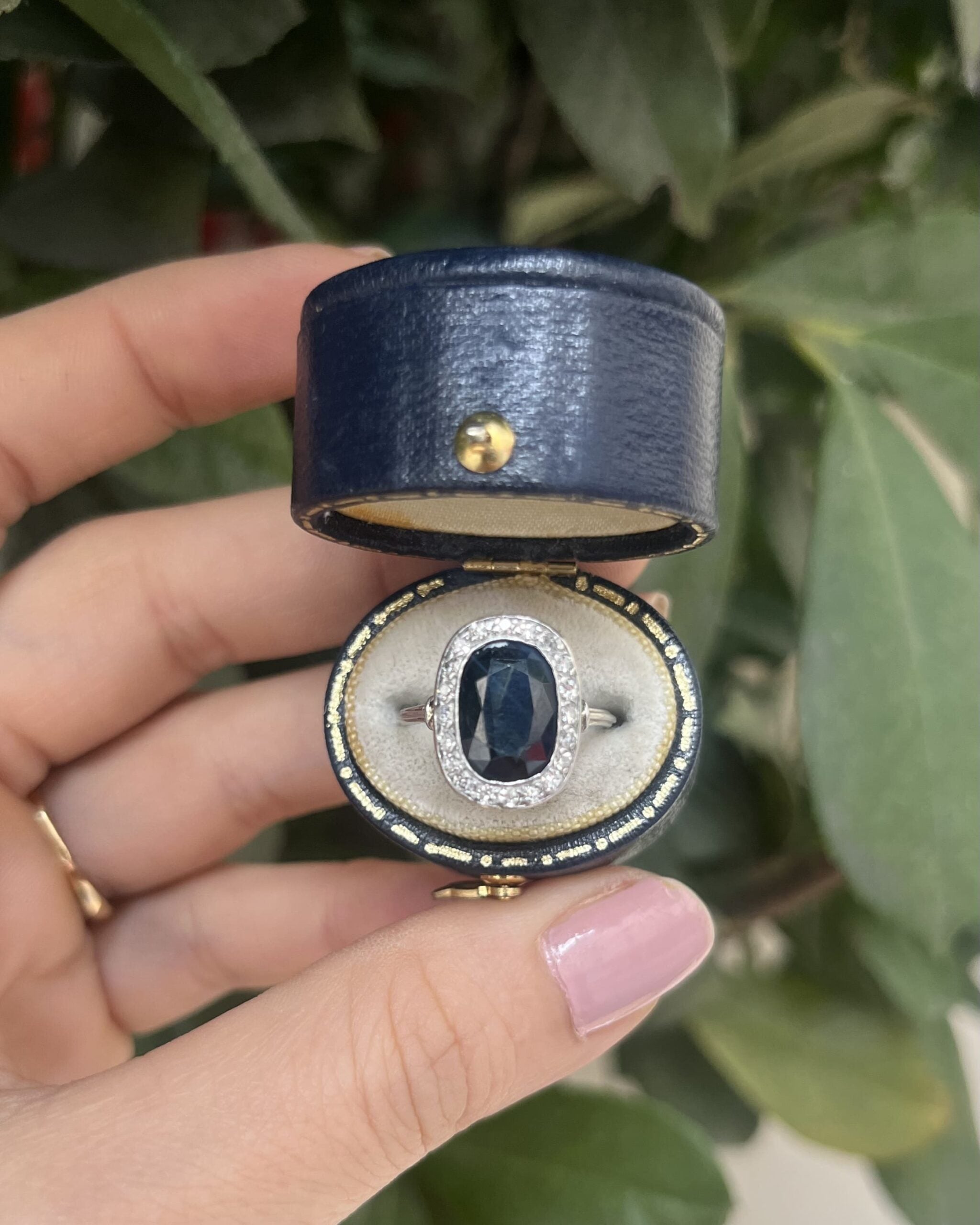Art Deco Marguerite Sapphire &amp;amp; Diamond "Hava" Ring