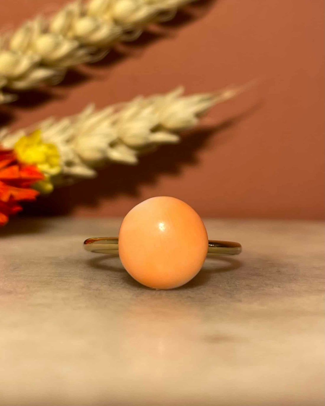 Bague Solitaire Corail Peau d&