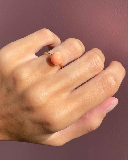 Bague Solitaire Corail Peau d&