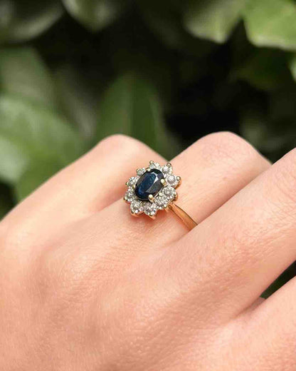 Bague Marguerite Saphir 1 carat &amp; Diamants &quot;Danny&quot;