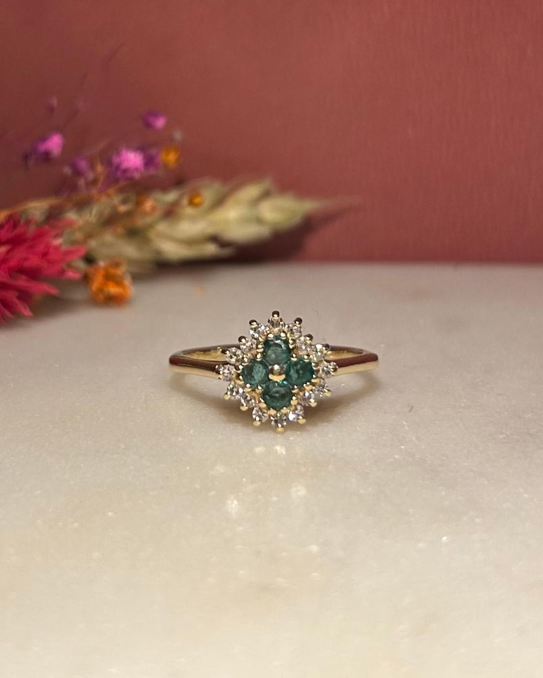 Bague Fleur Émeraudes &amp; Diamants &quot;Maylee&quot;