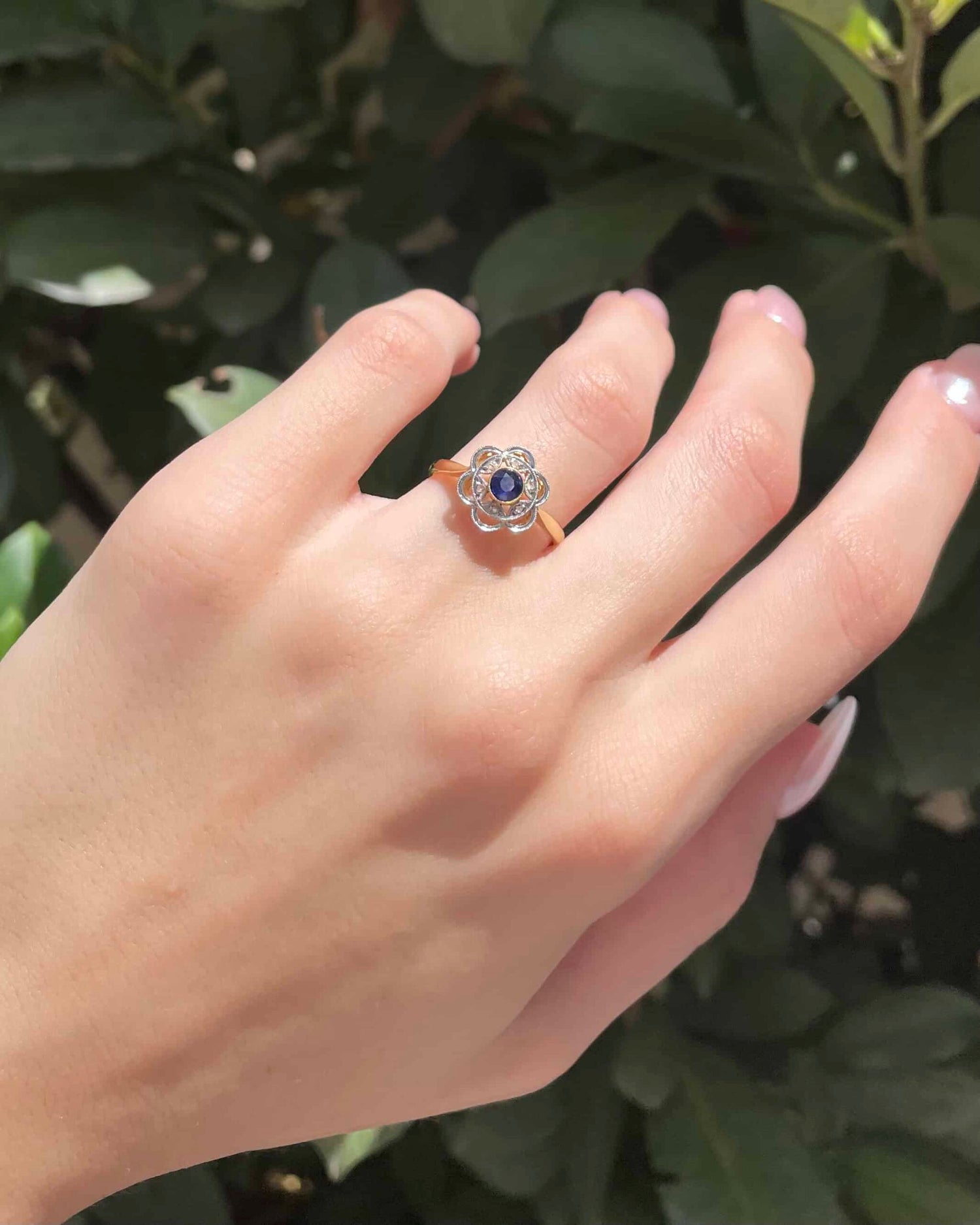 Bague Art-Déco Saphir &amp; Diamants « Sandrane »