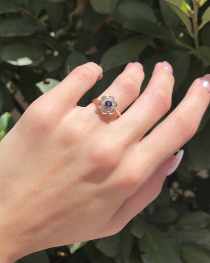 Bague Art-Déco Saphir &amp; Diamants « Sandrane »