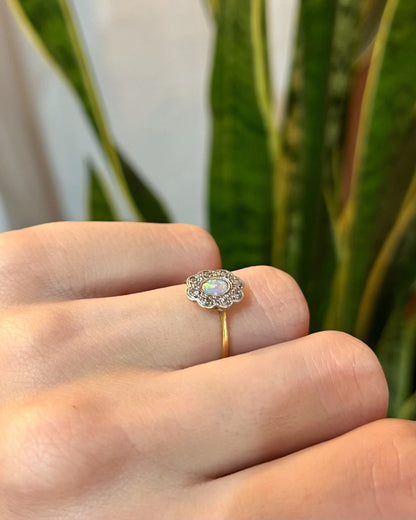 Bague Marguerite Opale &amp; 8 Diamants &quot;Emrys&quot;