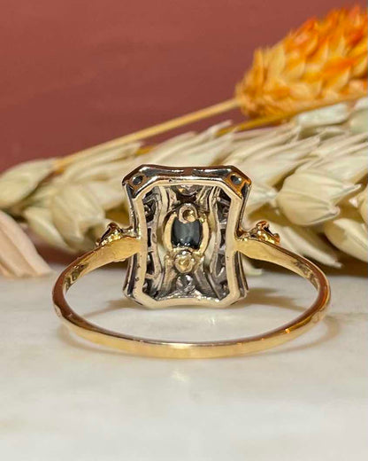 Bague Art Deco 3 Saphirs &amp; 12 Diamants &quot;Mishell&quot;