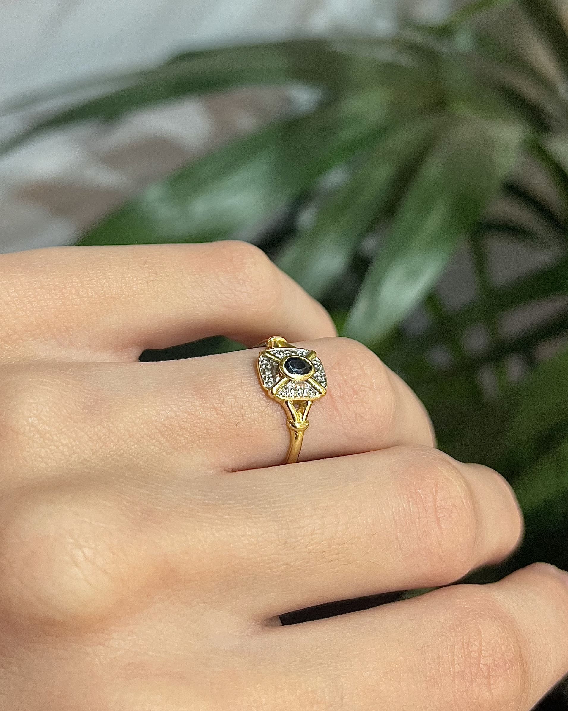 Bague style Art-Déco Saphir "Kia"