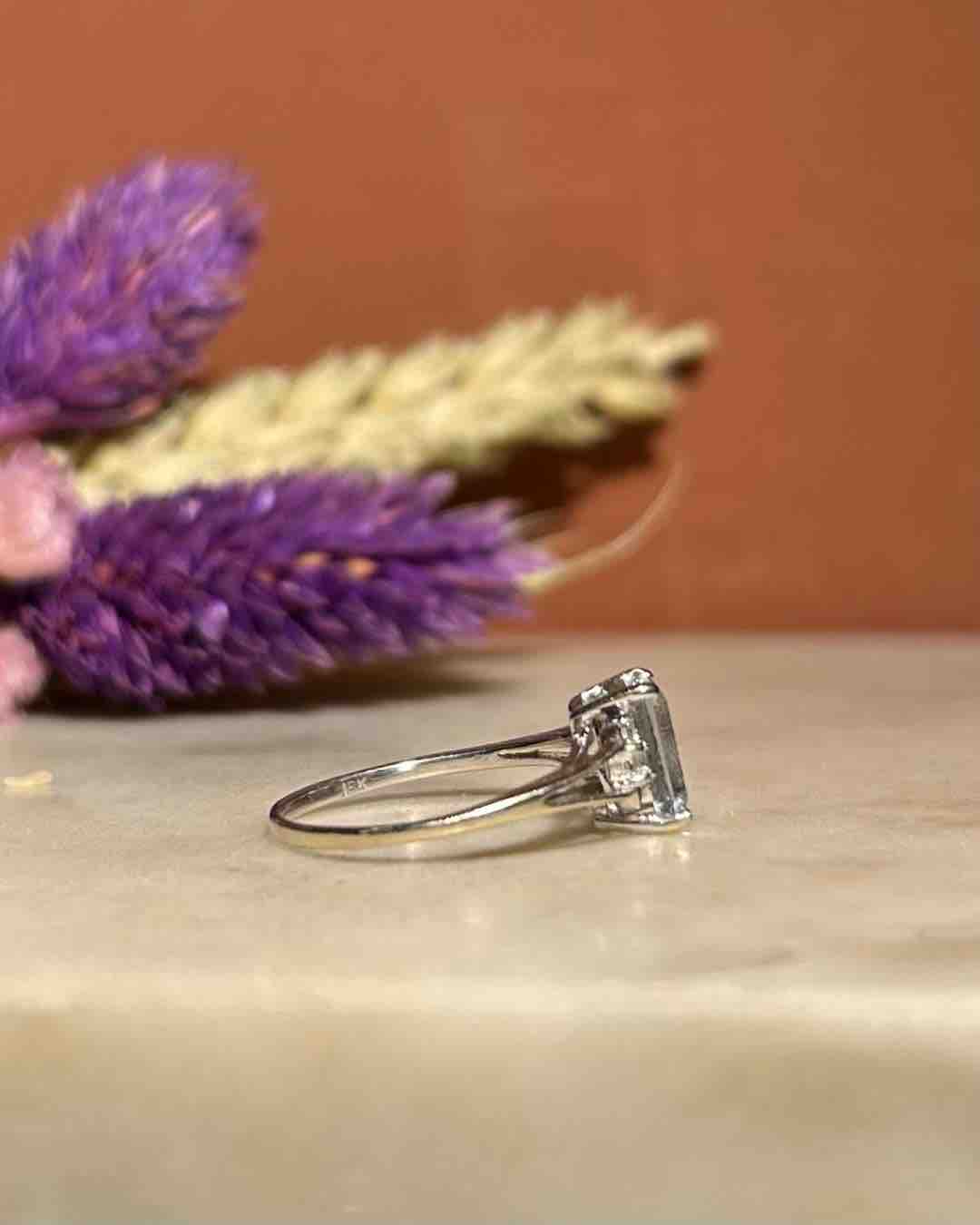 Bague Trilogie Aigue-Marine &amp; Diamants &quot;Robine&quot;