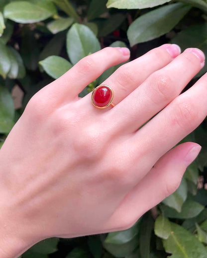 Vintage Carnelian Cabochon Ring 4.70 Carats &quot;Kirane&quot;