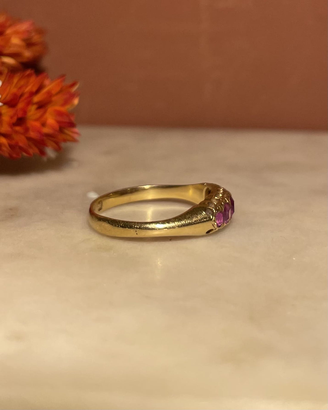 Bague Rivière Jonc Rubis Rose &quot;Aria&quot;