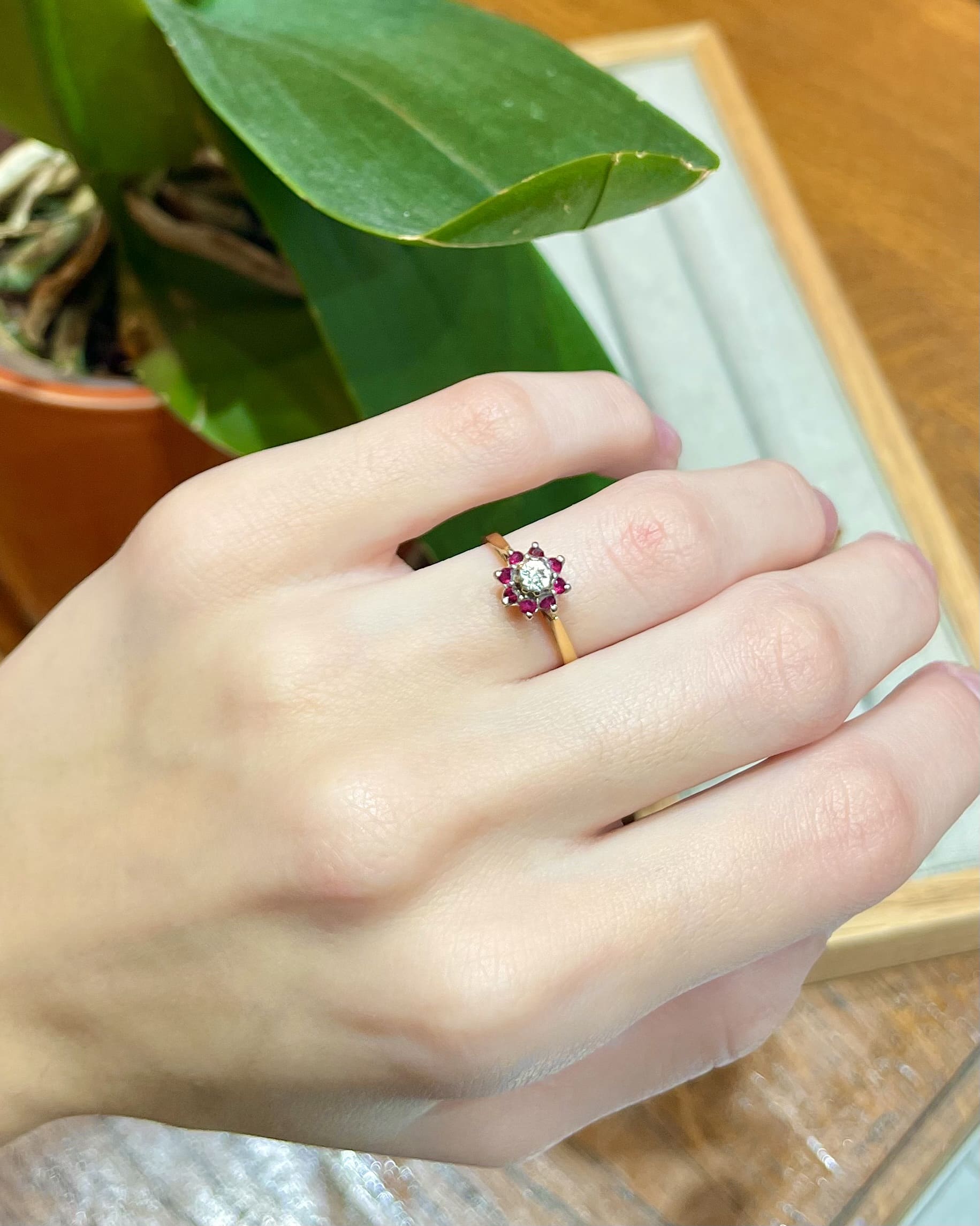 Bague Marguerite Vintage Rubis &amp; Diamant "Rosalyn"