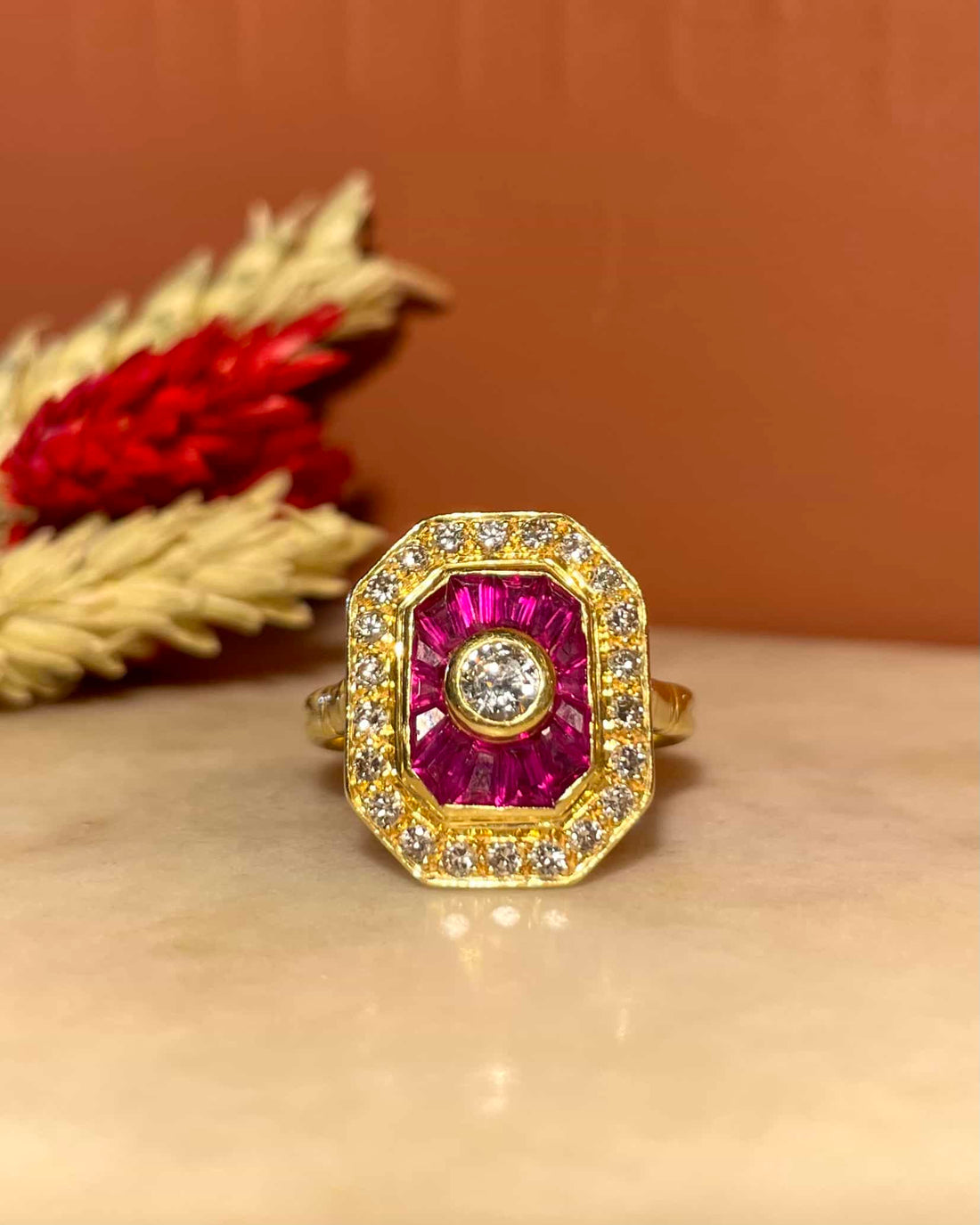 Bague Art-Déco Rubis &amp; Diamants &quot;Vivienne&quot;