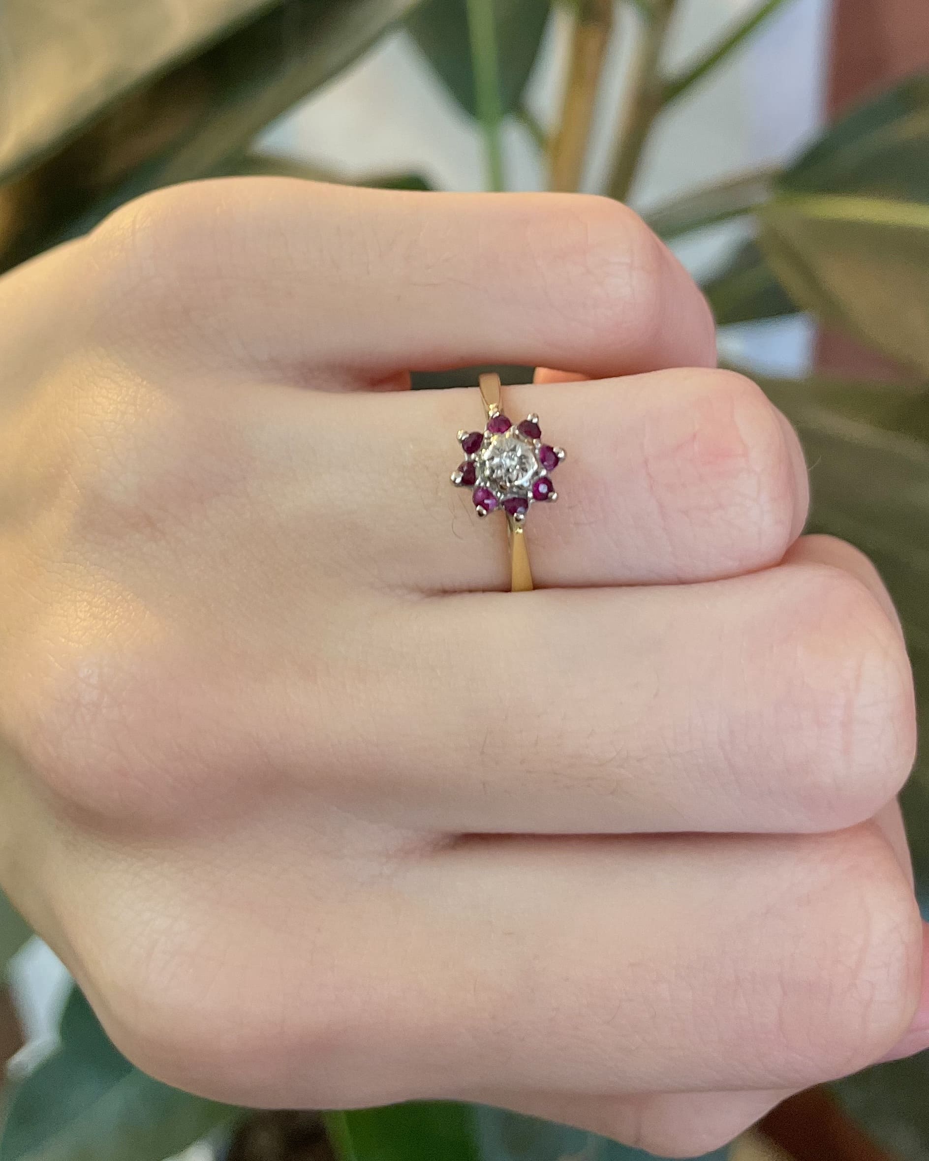 Bague Marguerite Vintage Rubis &amp; Diamant "Rosalyn"