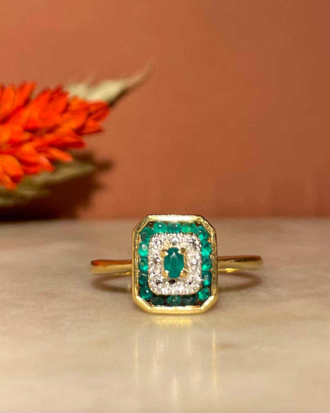 Bague Style Art-Déco Émeraudes &quot;Louison&quot;