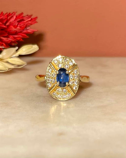 Bague Style Art-déco Saphir &amp; Diamants &quot;Tahra&quot;