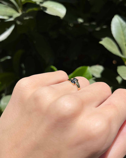 Bague Toi et Moi Saphirs &amp; Diamant &quot;Leonara&quot;