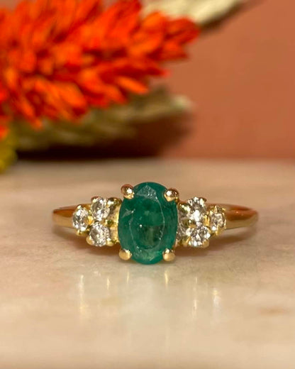 Bague Trilogie Emeraude &amp; Diamants &quot;Luciana&quot;