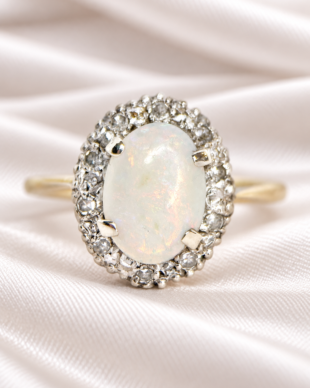Bague Marguerite Opale 0.81 carat &amp; Diamants "Alessandro"
