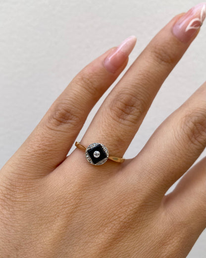 Bague Art-Déco Onyx &amp; Diamants &quot;Adèle&quot;