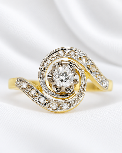 Bague Tourbillon Art-Nouveau Diamants 0.29 carat "Nessia"