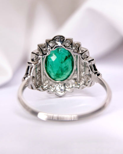 Anillo Art Déco de esmeralda colombiana de 1.65 quilates y diamantes de 0.72 quilates «Tamara»