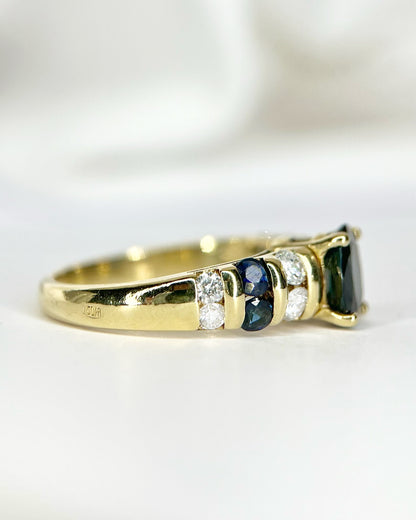 Bague Jonc Saphirs 1.43 carat &amp; Diamants 0.38 carat 4.47g "Coraline"