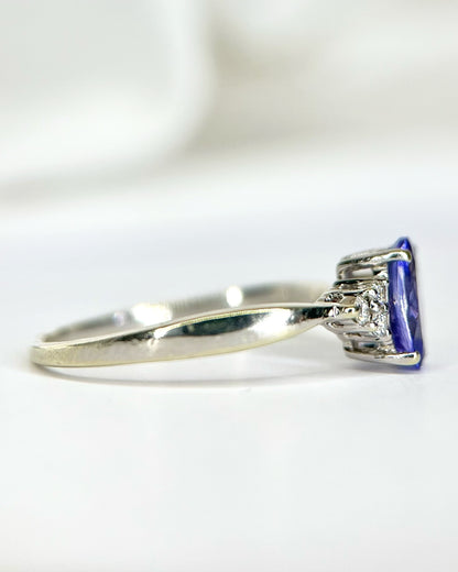 1-carat Tanzanite &amp; Diamond Trilogy Ring "Olympe"