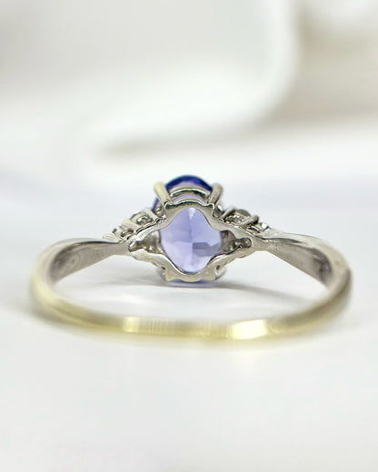 1-carat Tanzanite &amp; Diamond Trilogy Ring "Olympe"