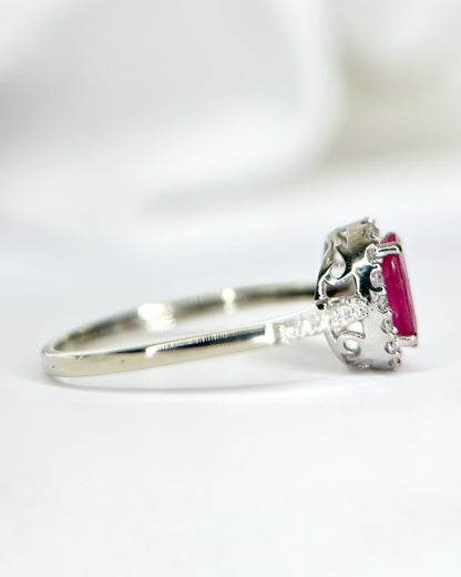 Bague Style Art-Déco Rubis 0.72 carat &amp; Diamants 0.28 carat "Doris"