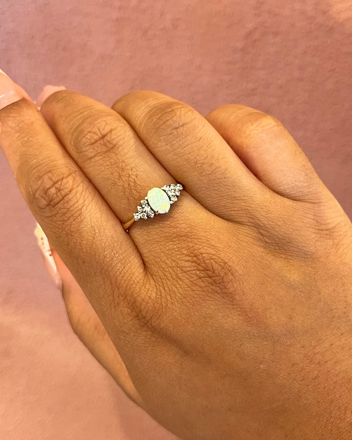 Anillo trilogía de ópalo y diamantes «Léonie»