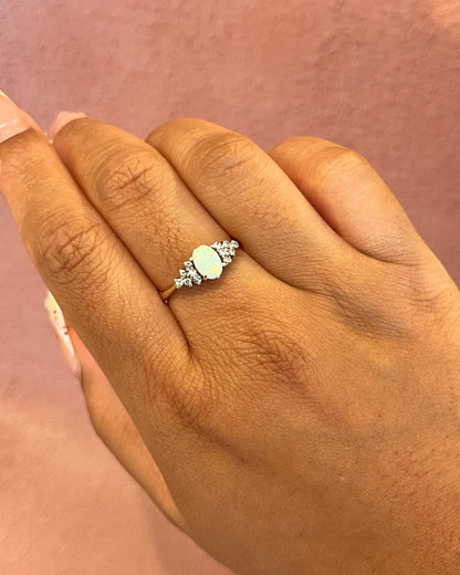 Anillo trilogía de ópalo y diamantes «Léonie»