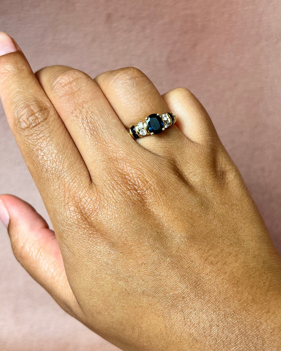 Bague Jonc Saphirs 1.43 carat &amp; Diamants 0.38 carat 4.47g "Coraline"