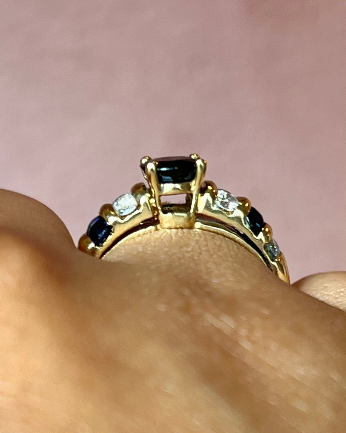 Bague Jonc Saphirs 1.43 carat &amp; Diamants 0.38 carat 4.47g "Coraline"