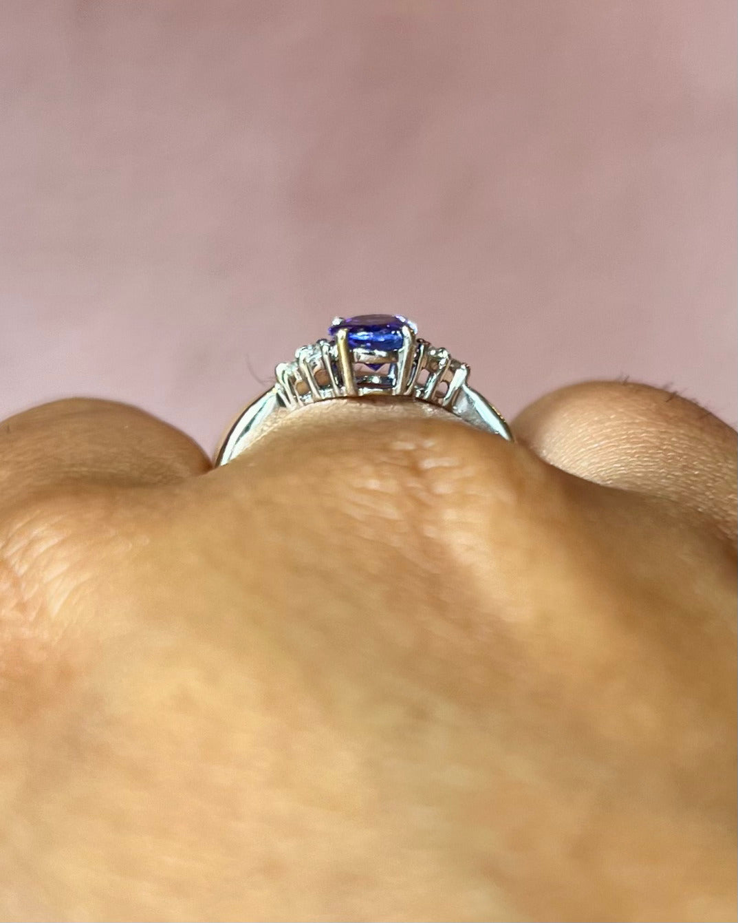 1-carat Tanzanite &amp; Diamond Trilogy Ring "Olympe"
